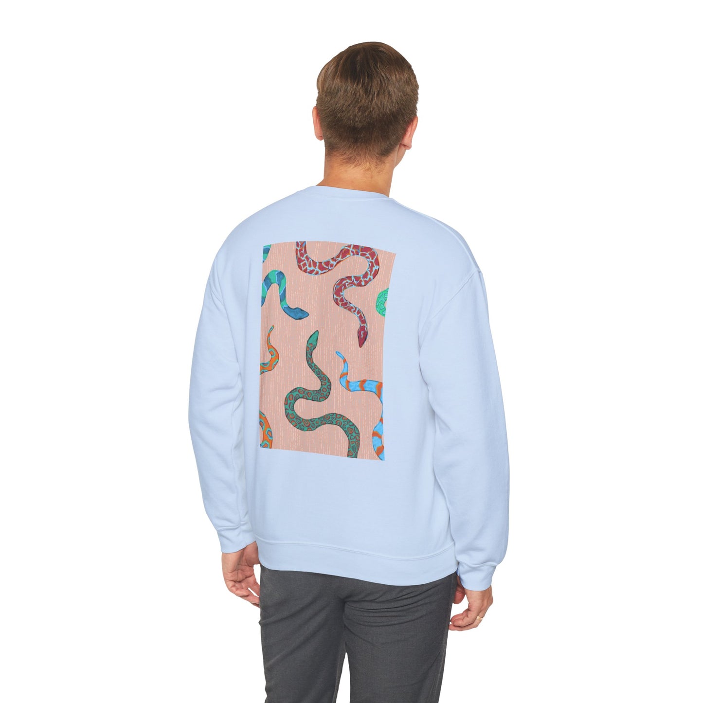Funky Snake Unisex Crewneck Sweatshirt, Cozy Apparel, Unique Gift, Snake Art, Relaxed Style, Perfect for Casual Outings