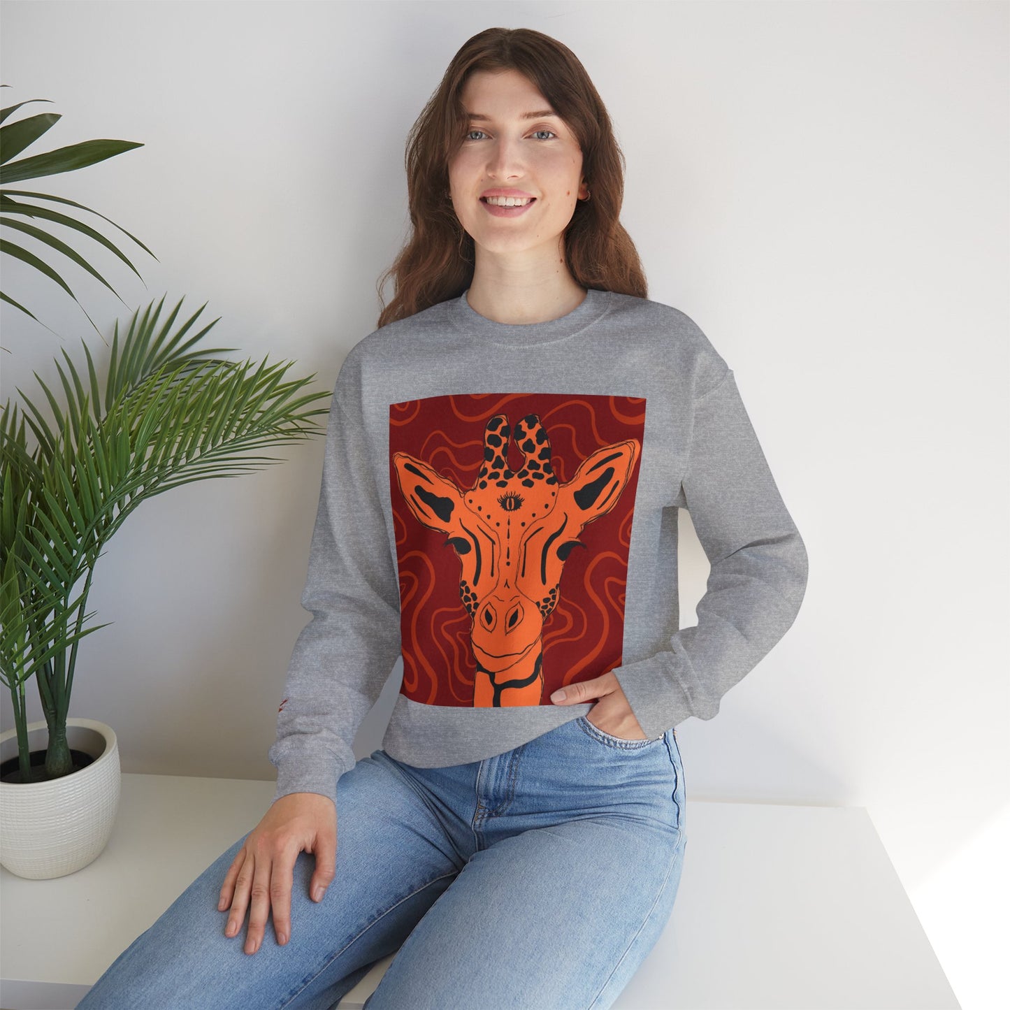 Giraffe Art Crewneck Sweatshirt, Cozy Giraffe Sweatshirt, Animal Lover Gift, Unique Sweatshirt for Friends, Cute Animal Apparel