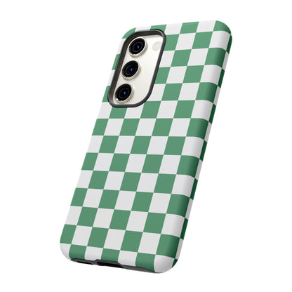 Stylish Phone Case - Green Checker Print, Trendy Phone Cover, Unique Gift, Modern Accessories, Eco-Friendly Case