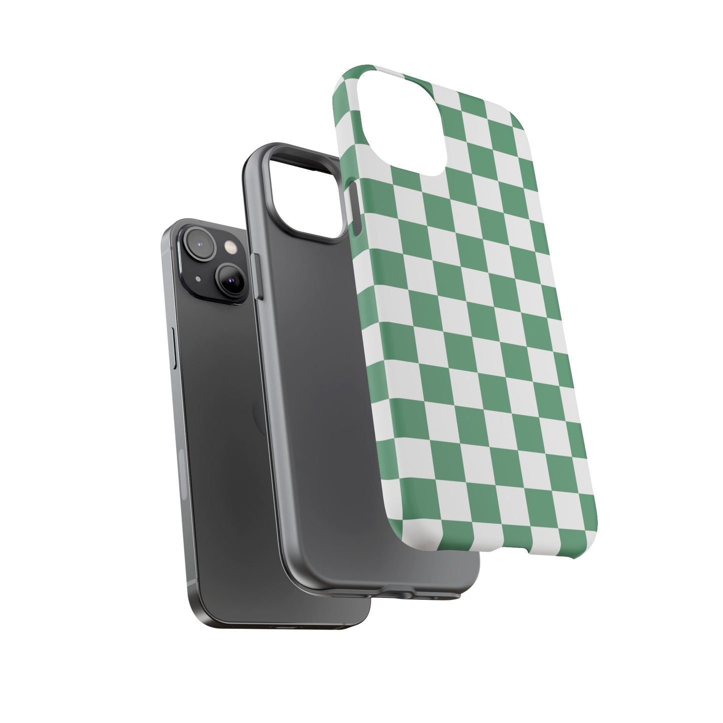 Stylish Phone Case - Green Checker Print, Trendy Phone Cover, Unique Gift, Modern Accessories, Eco-Friendly Case