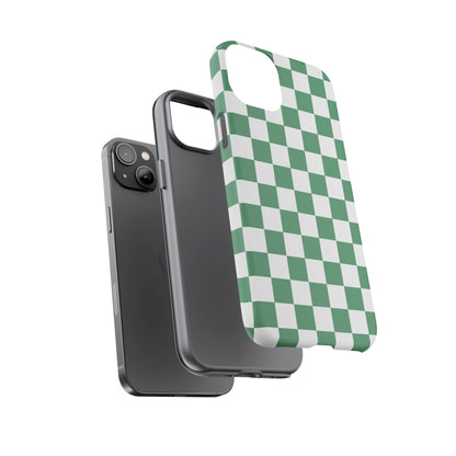Stylish Phone Case - Green Checker Print, Trendy Phone Cover, Unique Gift, Modern Accessories, Eco-Friendly Case