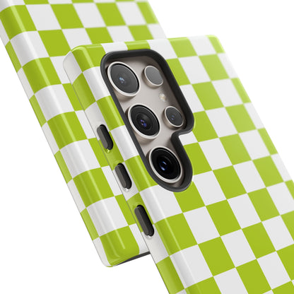 Lively Checker Pattern Phone Case | Tough Cases, Green Checkered Design, Unique Cell Phone Cover, Trendy Accessory, Gift Idea