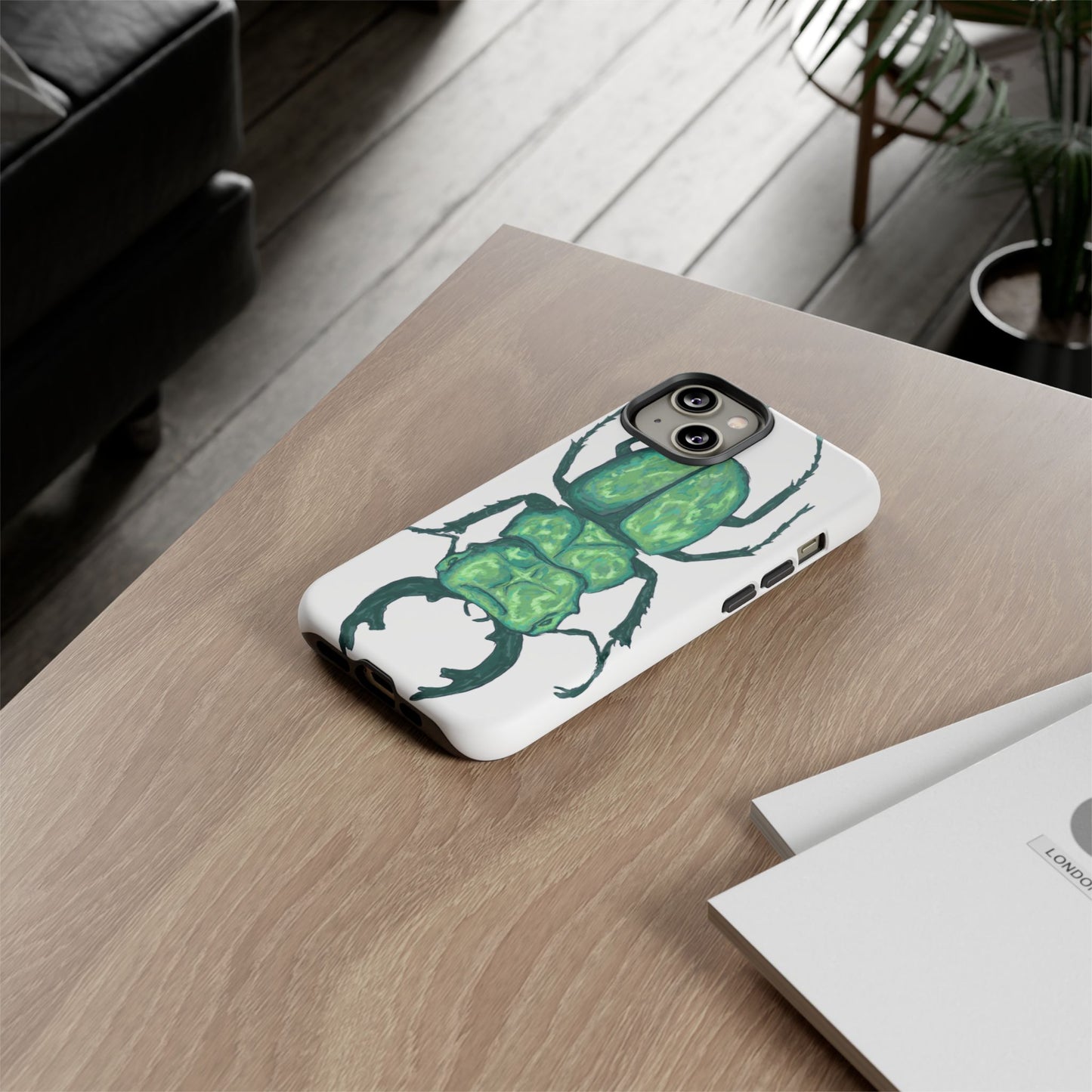 Green Beetle Phone Case - Tough Cases, Insect Lover Gift, Nature Lover Accessory, Unique Phone Cover, Eco-Friendly Design