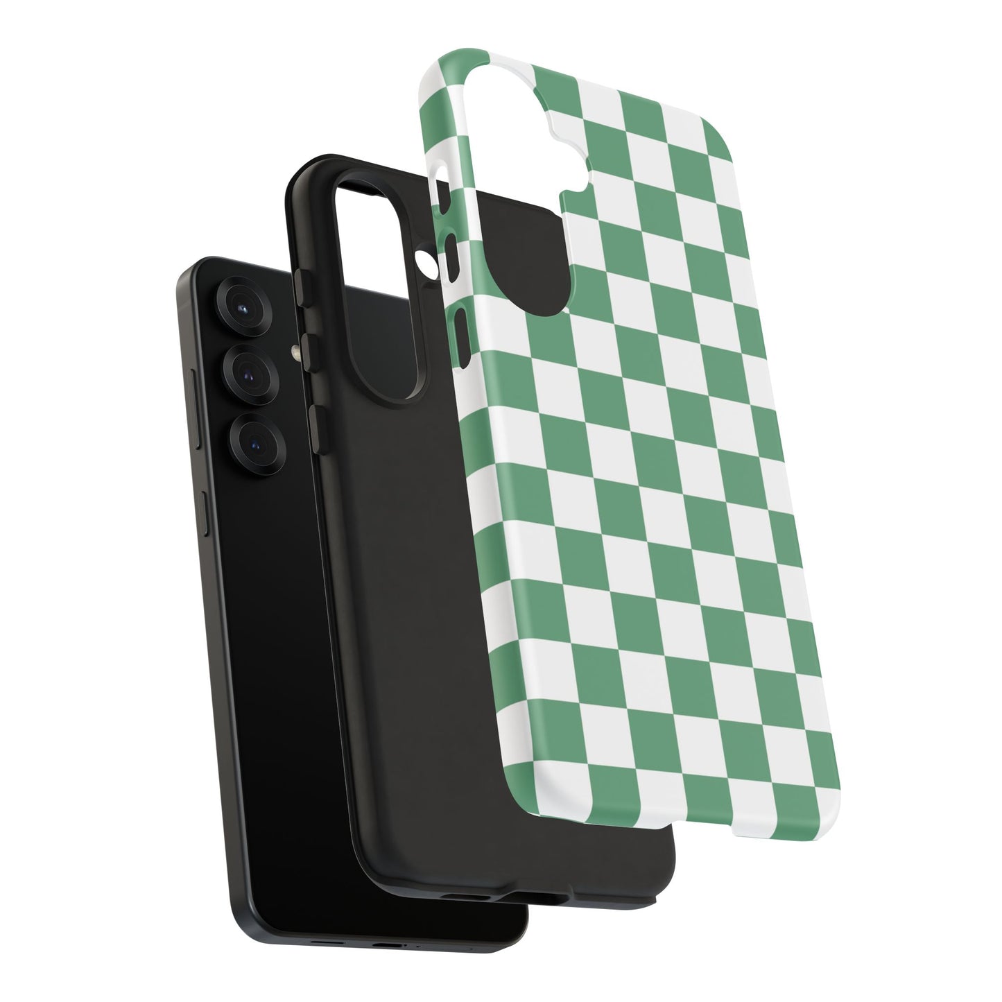 Stylish Phone Case - Green Checker Print, Trendy Phone Cover, Unique Gift, Modern Accessories, Eco-Friendly Case