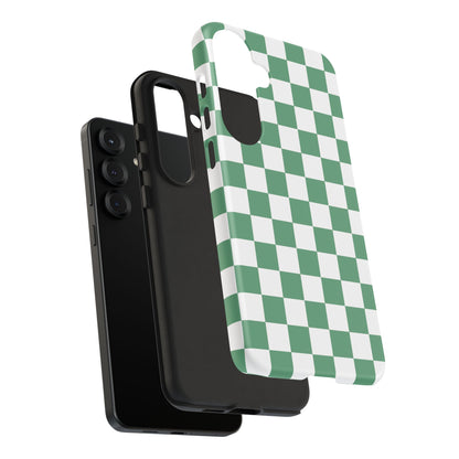 Stylish Phone Case - Green Checker Print, Trendy Phone Cover, Unique Gift, Modern Accessories, Eco-Friendly Case