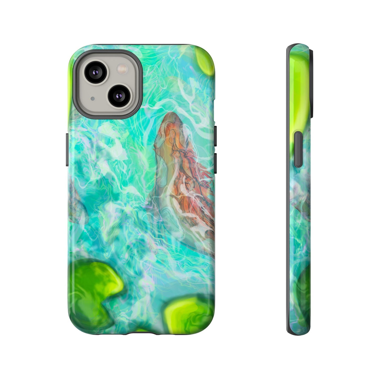 Watercolor Phone Case, Nature Lover Gift, Tough Phone Cover, Phone Accessory, Unique Design for Spring/Summer, Lily Pad, Fish Pond