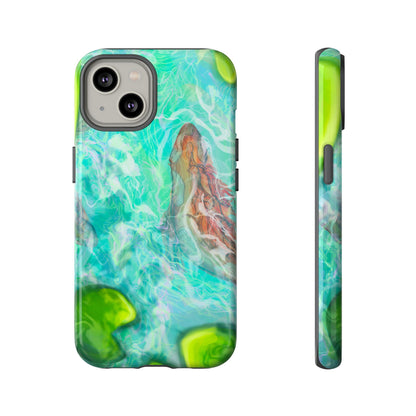 Watercolor Phone Case, Nature Lover Gift, Tough Phone Cover, Phone Accessory, Unique Design for Spring/Summer, Lily Pad, Fish Pond