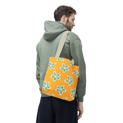 Starry Yellow Tote Bag | Stylish Grocery Tote, Eco-Friendly Bag, Beach Bag, Weekend Getaway, Custom Design