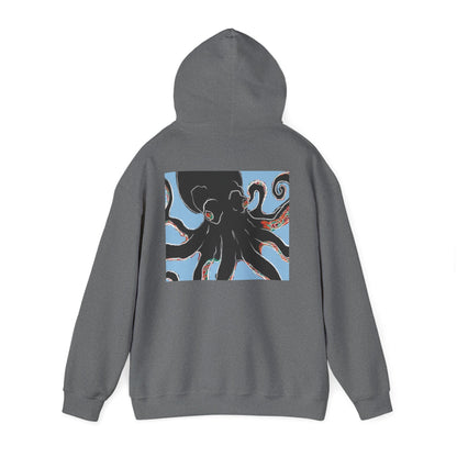 Zen Frog Octopus Unisex Heavy Blend Hooded Sweatshirt, Cozy Graphic Hoodie, Gift for Ocean Lovers, Unique Casual Wear, Relaxed Style