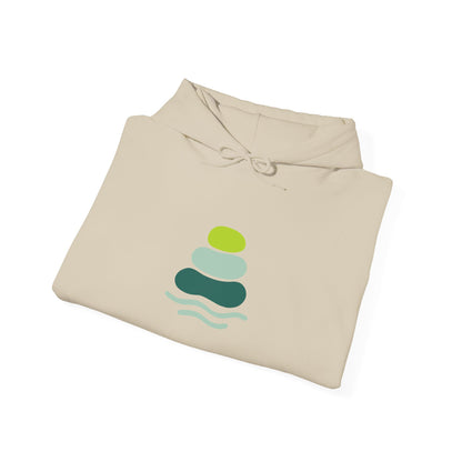 Serene Stacked Stones Hoodie, Unisex Sweatshirt for Mindfulness, Cozy Layer for Relaxation, Gift for Yoga Lovers, Perfect for Meditation