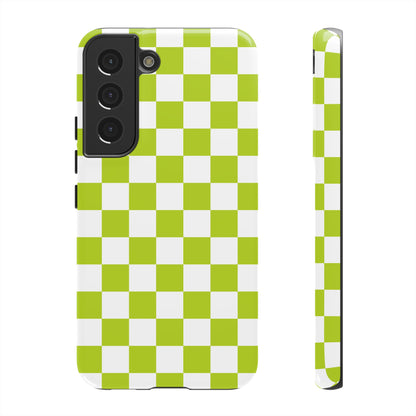 Lively Checker Pattern Phone Case | Tough Cases, Green Checkered Design, Unique Cell Phone Cover, Trendy Accessory, Gift Idea