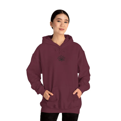 Lotus & Sunset Unisex Hoodie, Cozy Sweatshirt, Relaxed Fit Hoodie, Spiritual Gift, Casual Wear, Mindfulness Apparel, Gift for Him, Gift for Her, Autumn Fall