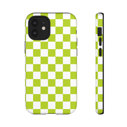 Lively Checker Pattern Phone Case | Tough Cases, Green Checkered Design, Unique Cell Phone Cover, Trendy Accessory, Gift Idea