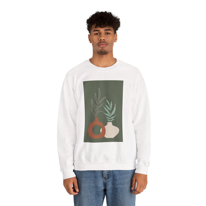 Botanical Minimalist Crewneck Sweatshirt, Cozy Unisex Pullover, Nature-Inspired Gift, Fall Fashion, Comfortable Layering Piece