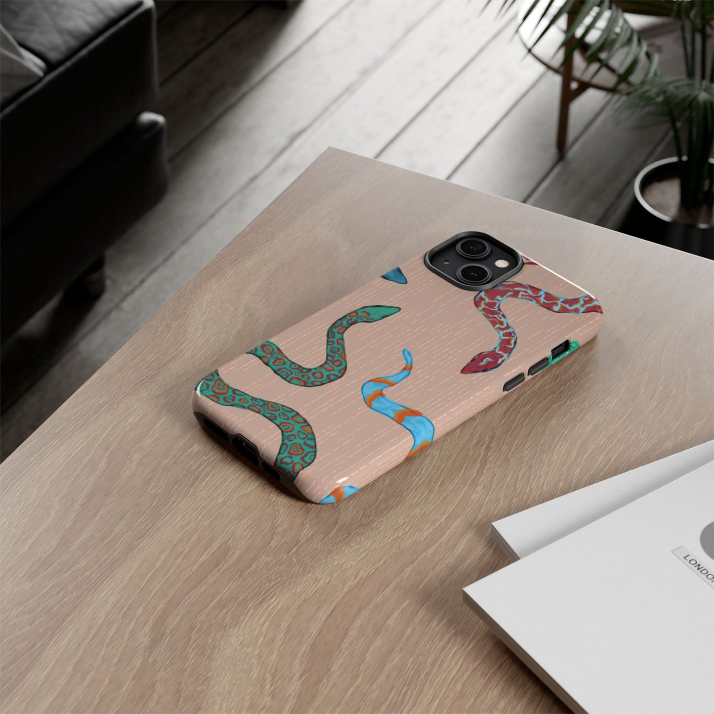 Colorful Snake Phone Case, Tough Phone Case, Unique Phone Cover, Animal Print Case, Gifts for Her, Trendy Accessories