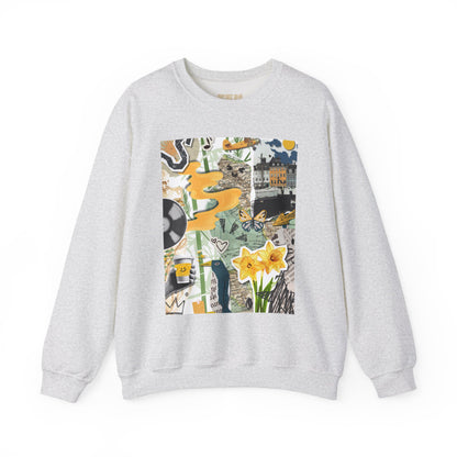 Vibrant Art Sweatshirt for Creatives, Cozy Fall Layering, Gift for Artists, Unique Graphic Pullovers, Casual Everyday Wear, Abstract, Vintage, Collage, Crewneck, Cool Hoodies