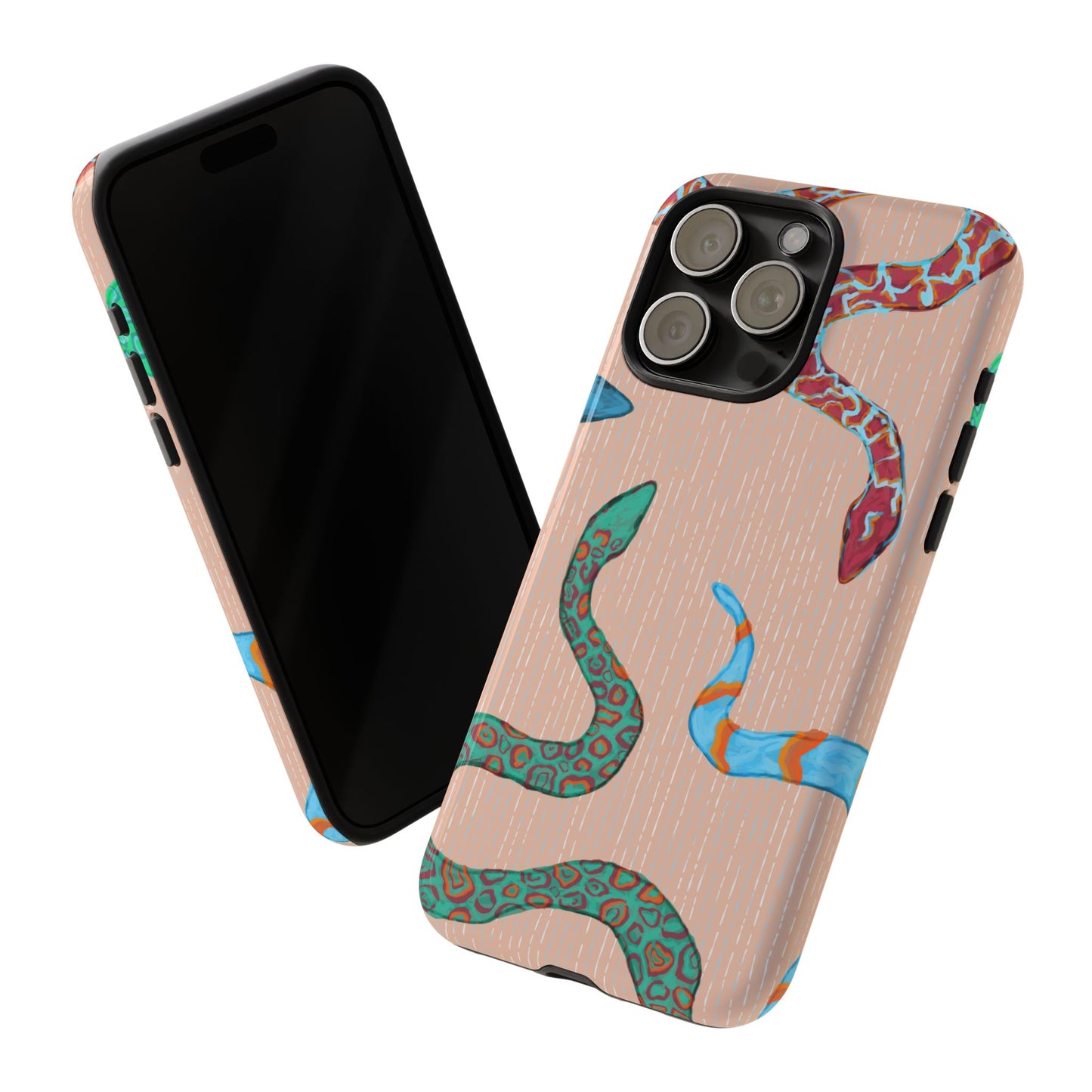 Colorful Snake Phone Case, Tough Phone Case, Unique Phone Cover, Animal Print Case, Gifts for Her, Trendy Accessories