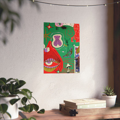 Vibrant Matte Vertical Posters, Retro Wall Art, Playful Home Decor, Unique Gift for Art Lovers, Perfect for Parties and Celebrations