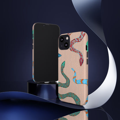 Colorful Snake Phone Case, Tough Phone Case, Unique Phone Cover, Animal Print Case, Gifts for Her, Trendy Accessories