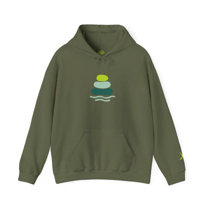 Serene Stacked Stones Hoodie, Unisex Sweatshirt for Mindfulness, Cozy Layer for Relaxation, Gift for Yoga Lovers, Perfect for Meditation