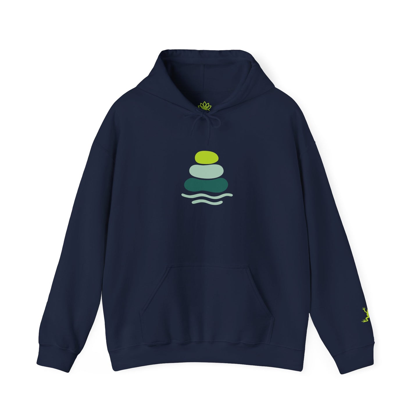 Serene Stacked Stones Hoodie, Unisex Sweatshirt for Mindfulness, Cozy Layer for Relaxation, Gift for Yoga Lovers, Perfect for Meditation