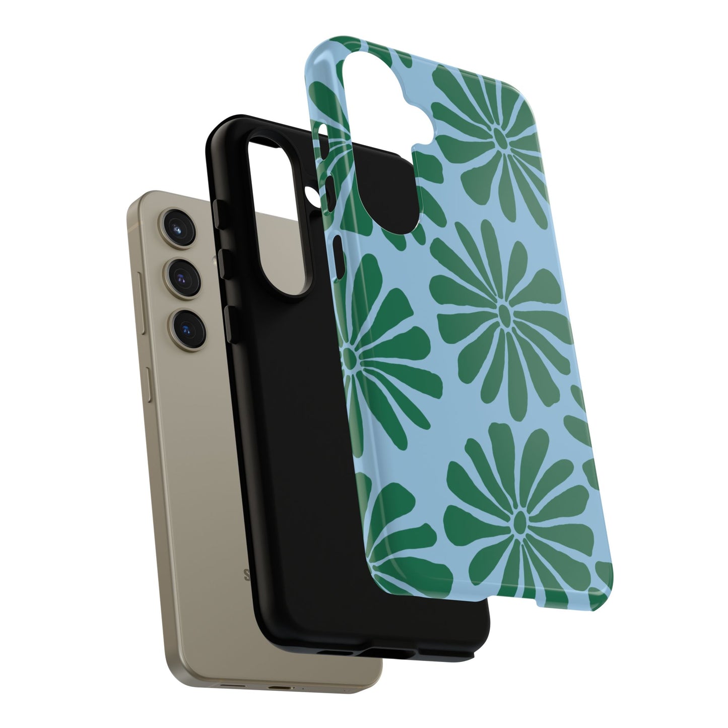 Stylish iPhone Case, Floral Phone Cover, Tough Phone Cases, Green Daisy Design, Unique Gift for Her, Spring Accessories