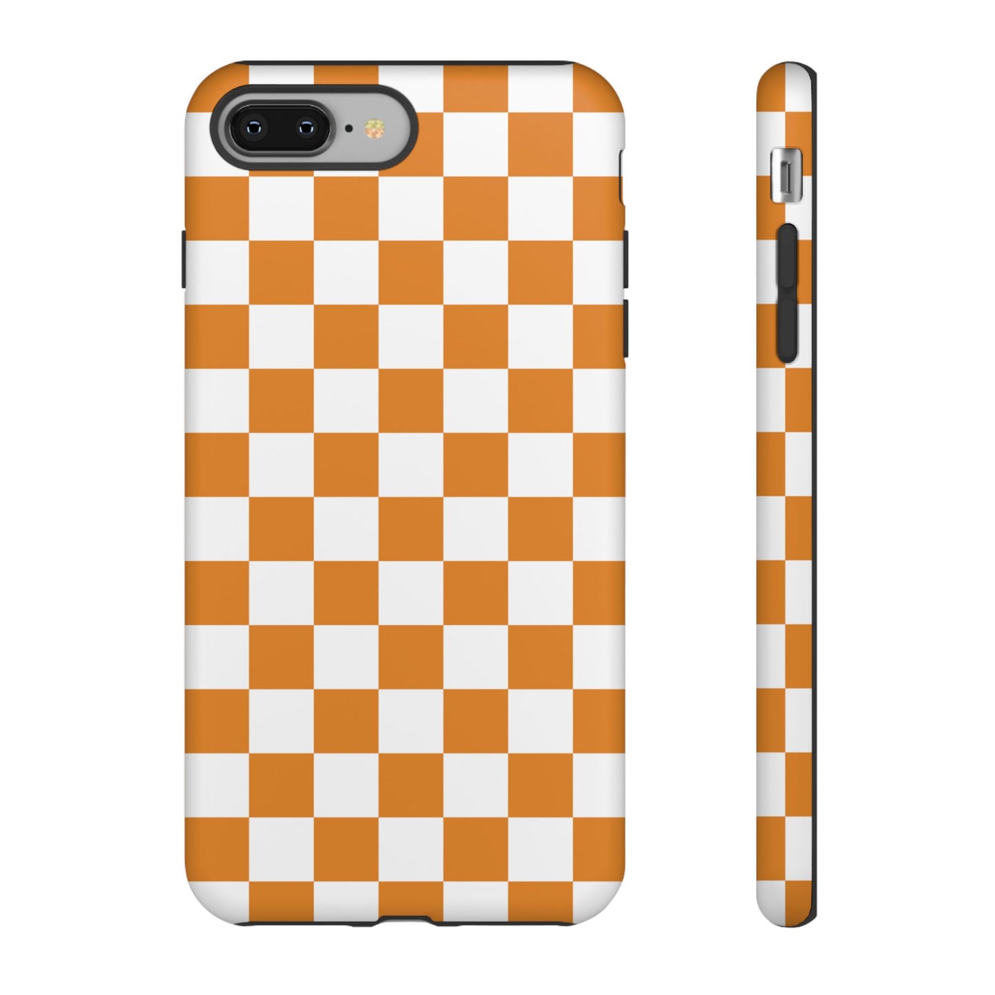 Orange Checkerboard Phone Case, Stylish Tough Cases for Protection, Gift for Friends, Trendy Cell Phone Accessories, Statement Tech Gear
