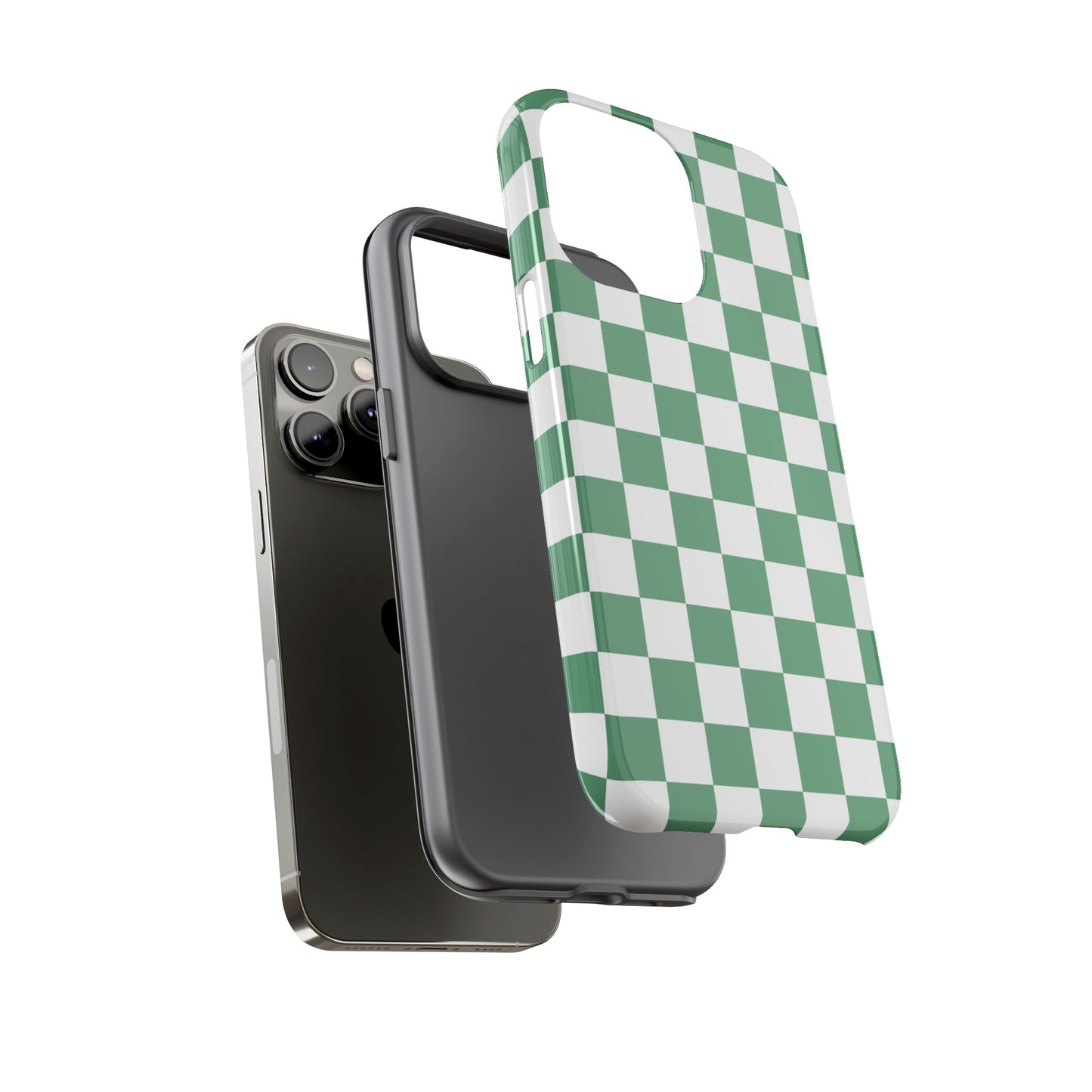 Stylish Phone Case - Green Checker Print, Trendy Phone Cover, Unique Gift, Modern Accessories, Eco-Friendly Case