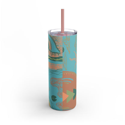 Vibrant Skinny Tumbler, Colorful Drinkware, Reusable Travel Mug, Eco-friendly Gift, Summer Hydration Cup, Stylish Beverage Container