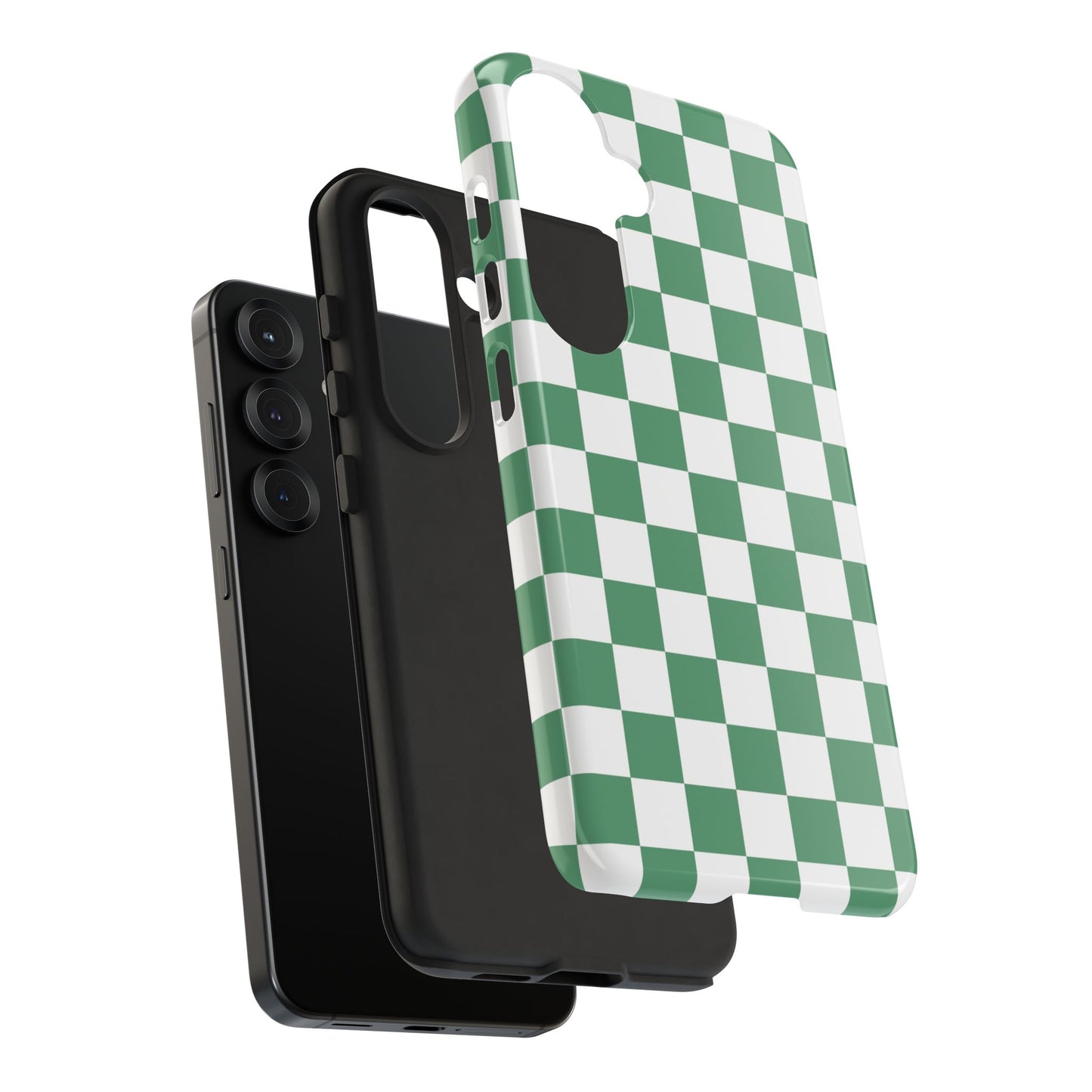Stylish Phone Case - Green Checker Print, Trendy Phone Cover, Unique Gift, Modern Accessories, Eco-Friendly Case