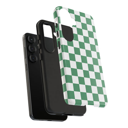 Stylish Phone Case - Green Checker Print, Trendy Phone Cover, Unique Gift, Modern Accessories, Eco-Friendly Case