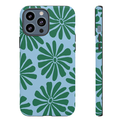 Stylish iPhone Case, Floral Phone Cover, Tough Phone Cases, Green Daisy Design, Unique Gift for Her, Spring Accessories