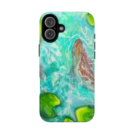 Watercolor Phone Case, Nature Lover Gift, Tough Phone Cover, Phone Accessory, Unique Design for Spring/Summer, Lily Pad, Fish Pond