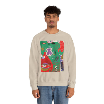 Vibrant Artwork Crewneck Sweatshirt - Cozy Unisex Gift, Trendy Streetwear, Spring Fashion, Unique Graphic Tee, Art-Inspired Apparel