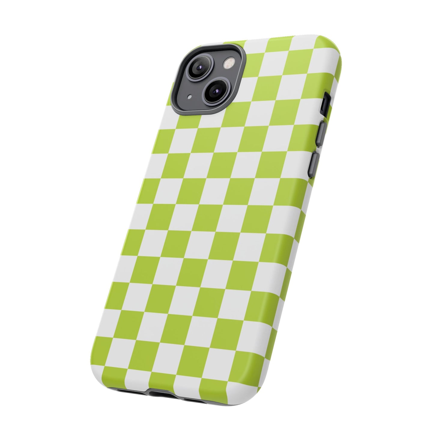 Lively Checker Pattern Phone Case | Tough Cases, Green Checkered Design, Unique Cell Phone Cover, Trendy Accessory, Gift Idea