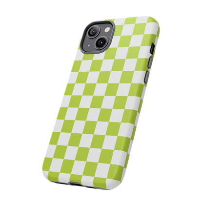 Lively Checker Pattern Phone Case | Tough Cases, Green Checkered Design, Unique Cell Phone Cover, Trendy Accessory, Gift Idea