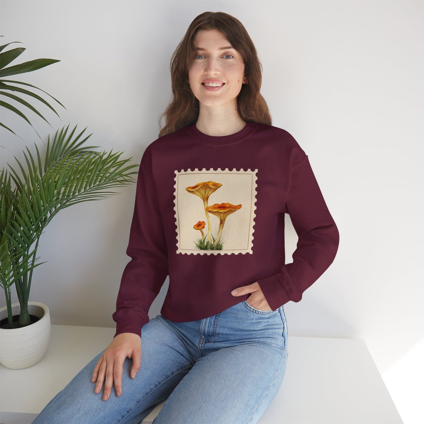 Vintage Floral Crewneck Sweatshirt, Cozy Fall Wear, Unisex Gift, Mushroom Art Apparel, Nature Lover Outfit, Comfy Mushroom Crewneck, Vintage Style