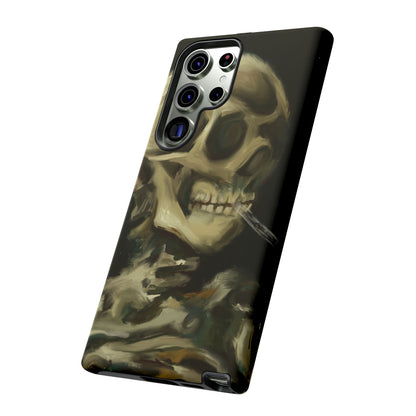 Skull Phone Case - Tough Cases, Macabre Style, Unique Accessories, Perfect for Halloween, Gothic Decor, Edgy Gift Idea | Van Gogh Reimagined, Abstract Twist on  Van Gogh's Skeleton with Burning Cigarette