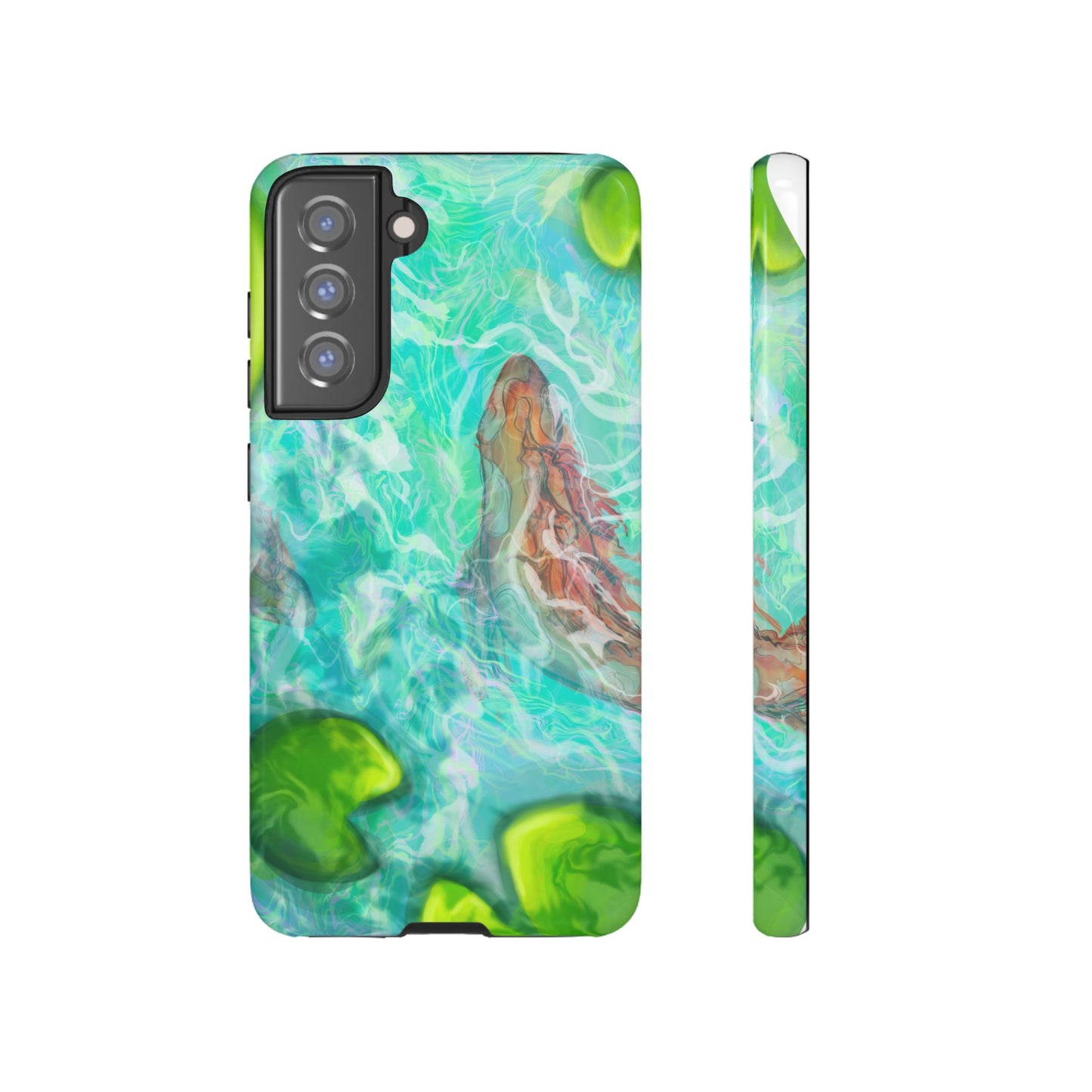 Watercolor Phone Case, Nature Lover Gift, Tough Phone Cover, Phone Accessory, Unique Design for Spring/Summer, Lily Pad, Fish Pond