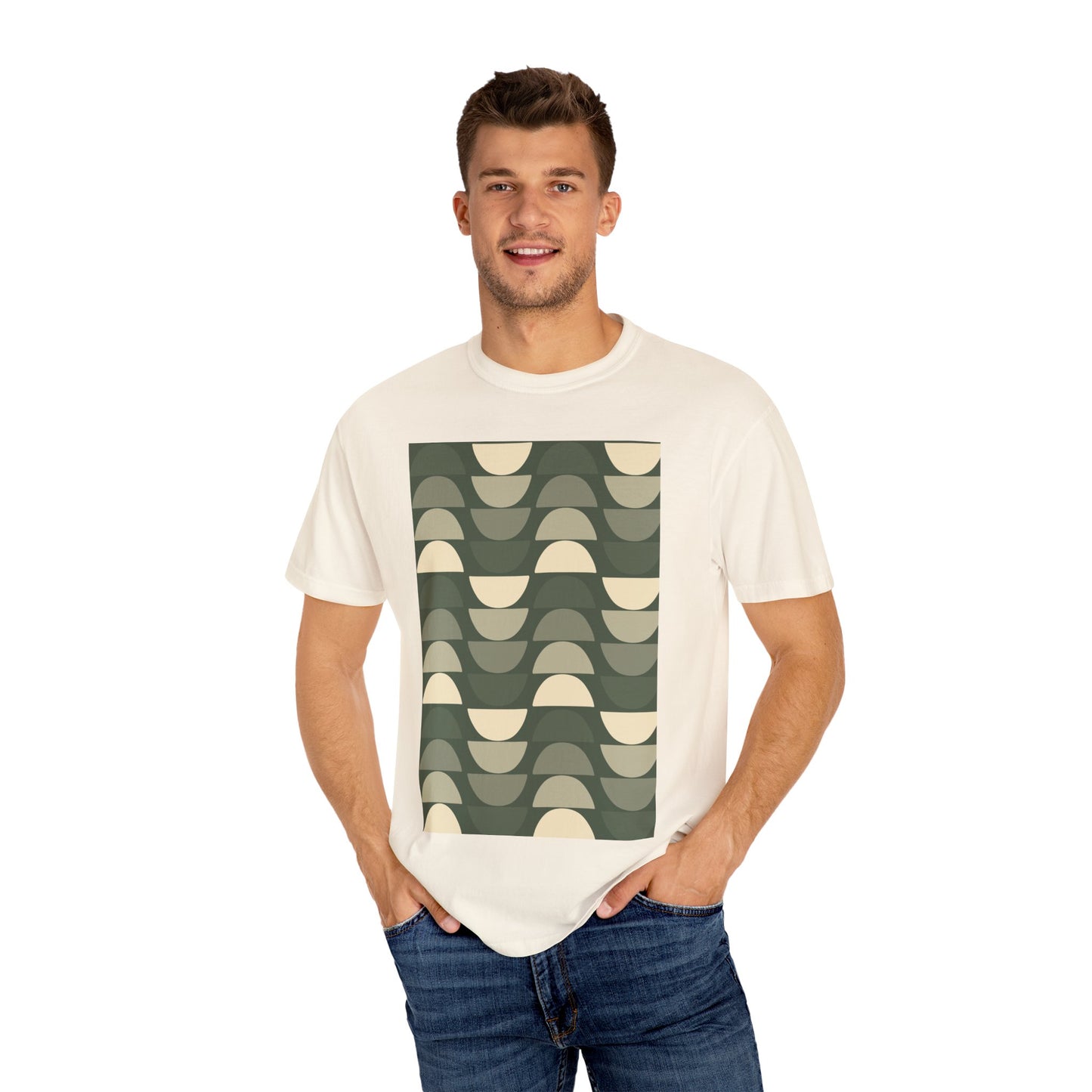 Stylish Unisex Garment-Dyed T-Shirt with Abstract Wave Design, Casual Wear, Graphic Tee, Unique Fashion, Gift for Him/Her