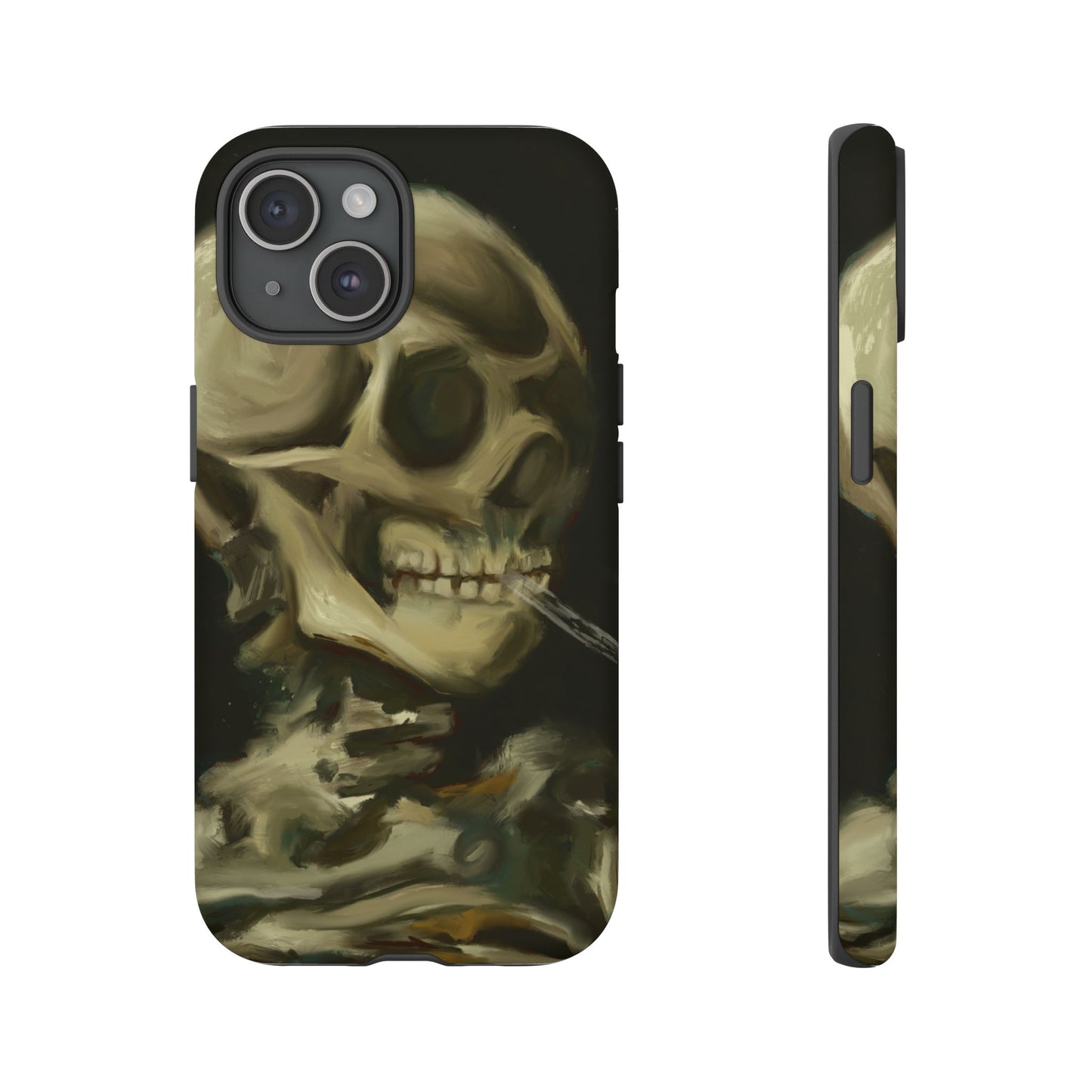 Skull Phone Case - Tough Cases, Macabre Style, Unique Accessories, Perfect for Halloween, Gothic Decor, Edgy Gift Idea | Van Gogh Reimagined, Abstract Twist on  Van Gogh's Skeleton with Burning Cigarette
