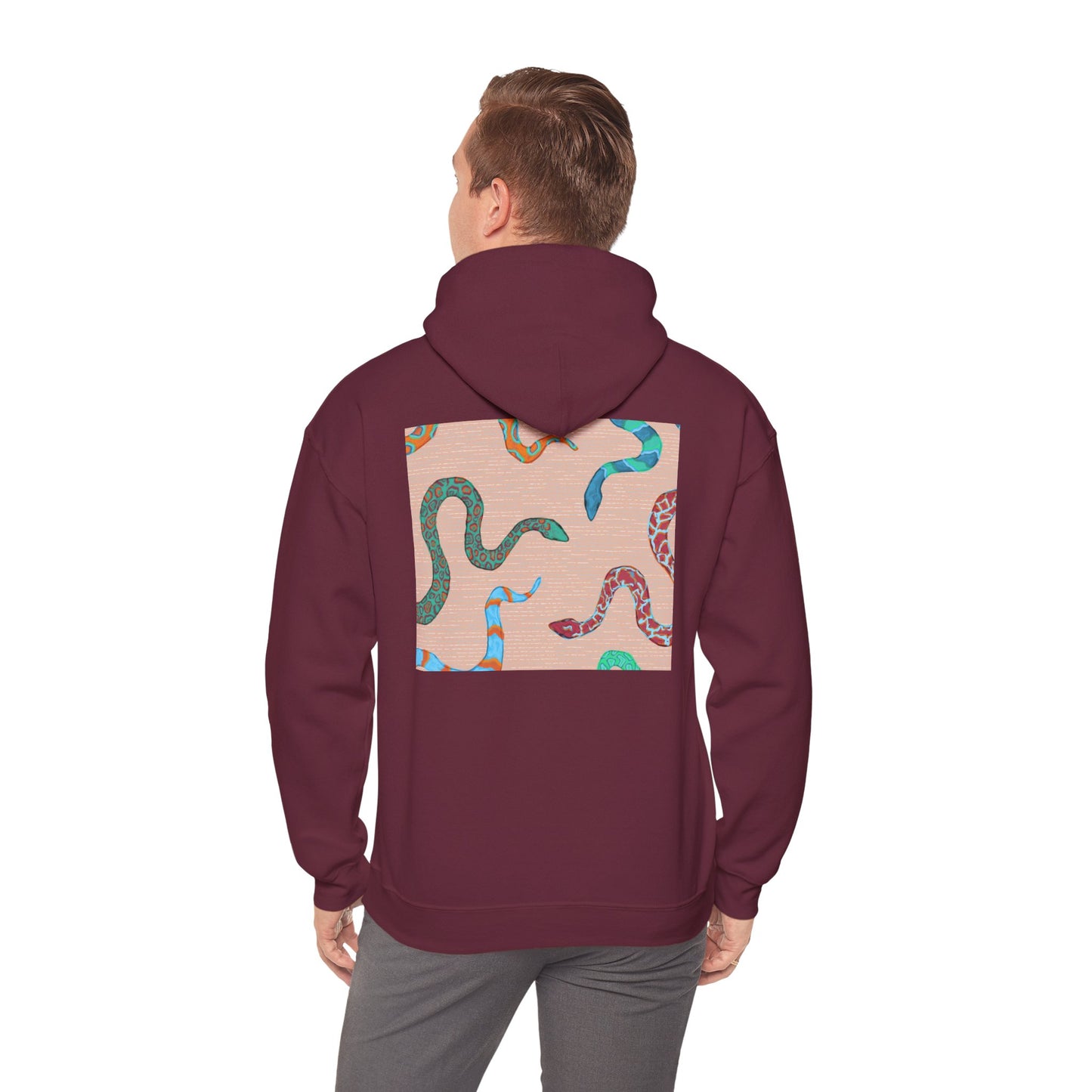 Vibrant Unisex Hoodie with Zen Frog and Snake Design, Cool Gift for Nature Lovers, Casual Wear for All Occasions, Gift for Her, Cool Hoodies