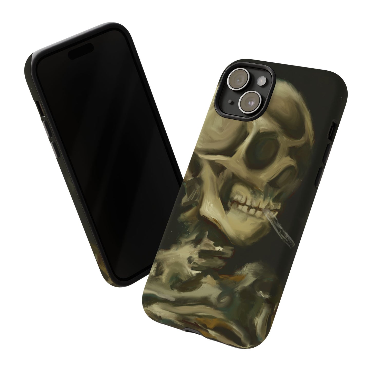 Skull Phone Case - Tough Cases, Macabre Style, Unique Accessories, Perfect for Halloween, Gothic Decor, Edgy Gift Idea | Van Gogh Reimagined, Abstract Twist on  Van Gogh's Skeleton with Burning Cigarette