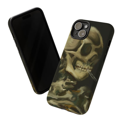 Skull Phone Case - Tough Cases, Macabre Style, Unique Accessories, Perfect for Halloween, Gothic Decor, Edgy Gift Idea | Van Gogh Reimagined, Abstract Twist on  Van Gogh's Skeleton with Burning Cigarette