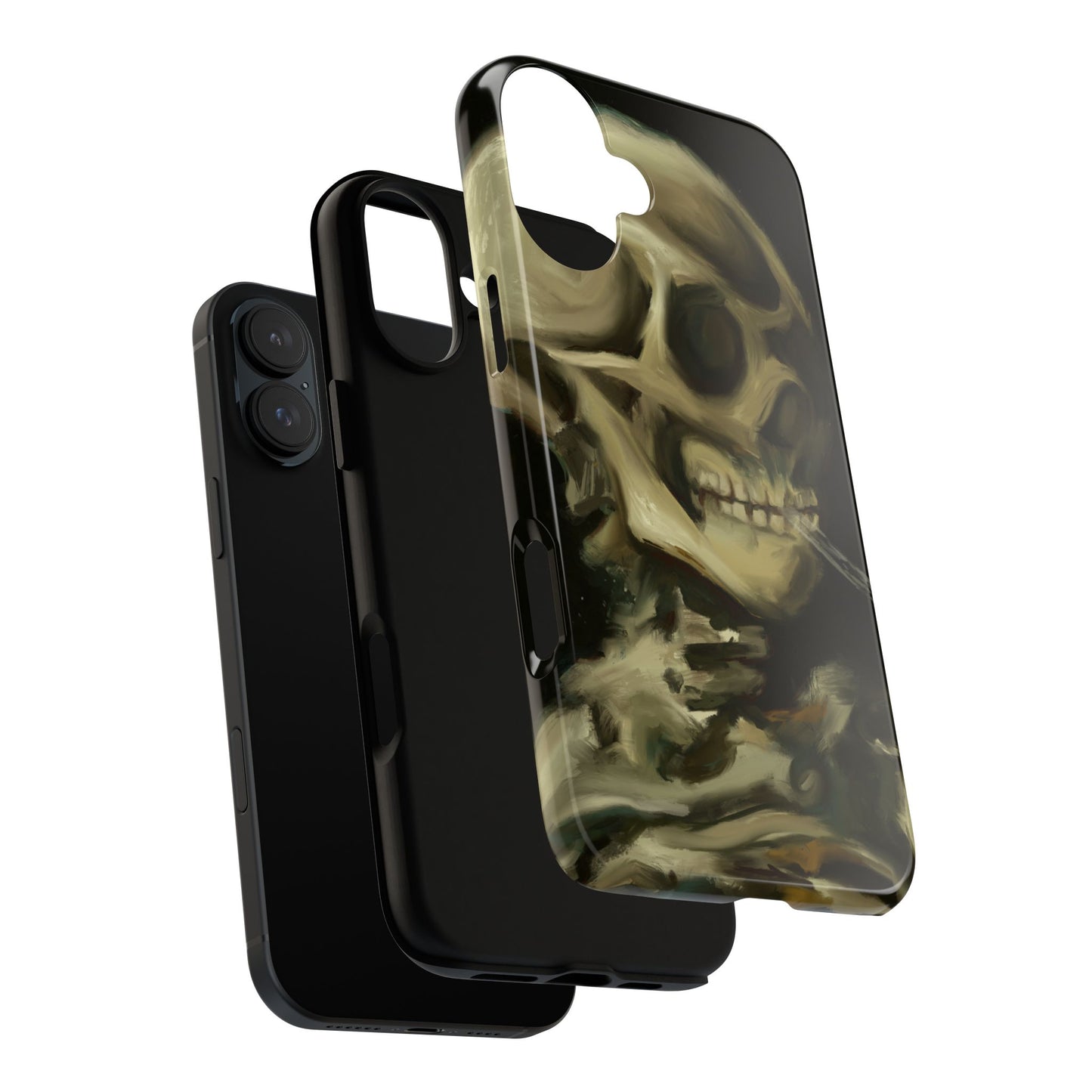 Skull Phone Case - Tough Cases, Macabre Style, Unique Accessories, Perfect for Halloween, Gothic Decor, Edgy Gift Idea | Van Gogh Reimagined, Abstract Twist on  Van Gogh's Skeleton with Burning Cigarette
