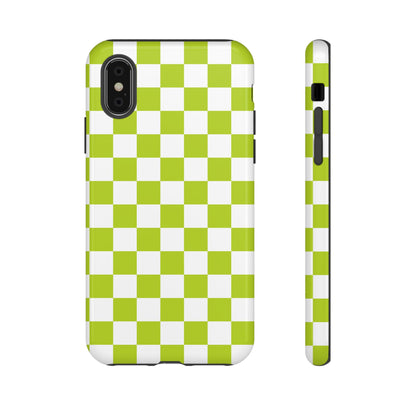 Lively Checker Pattern Phone Case | Tough Cases, Green Checkered Design, Unique Cell Phone Cover, Trendy Accessory, Gift Idea