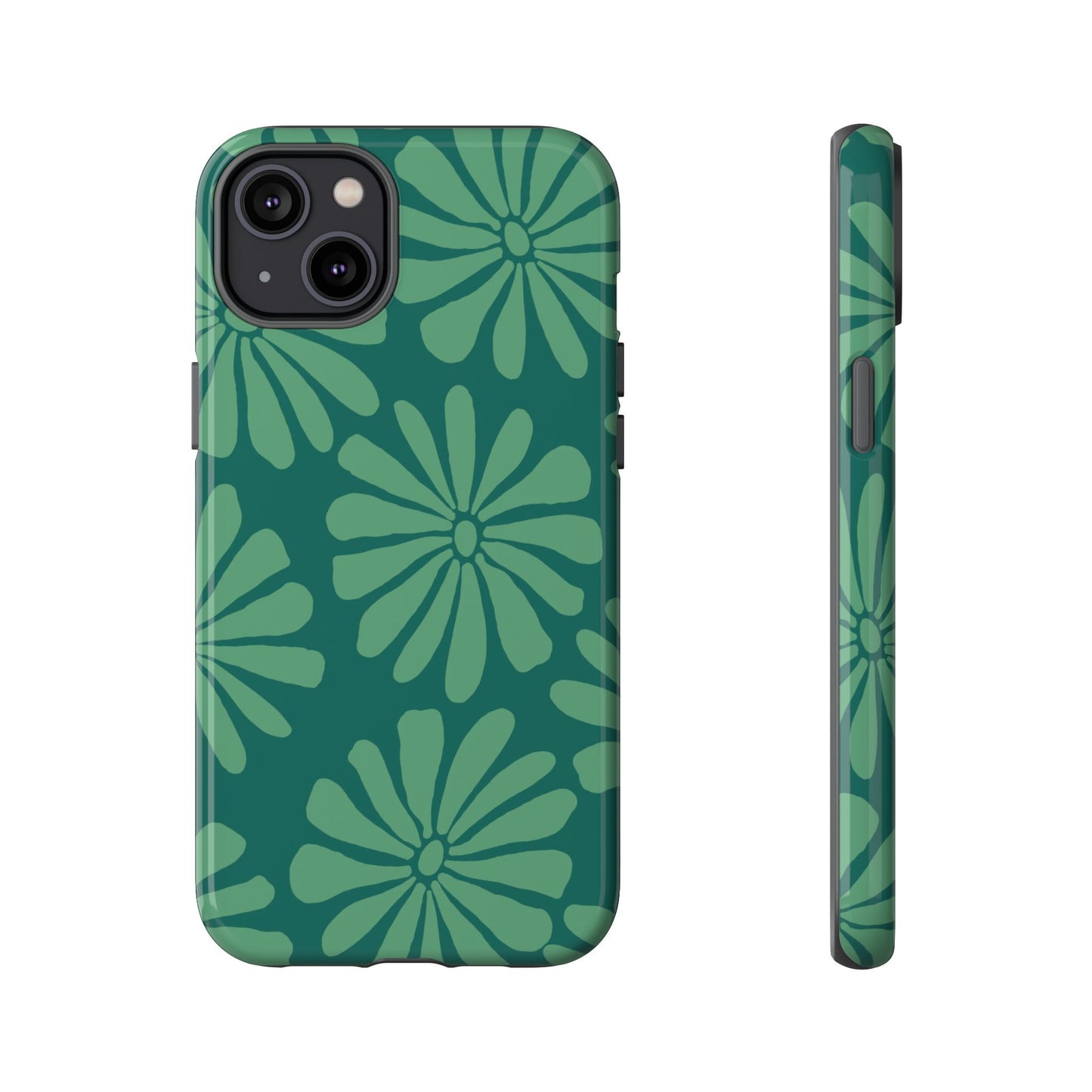 Stylish iPhone Case, Floral Phone Cover, Tough Phone Cases, Green Daisy Design, Unique Gift for Her, Spring Accessories