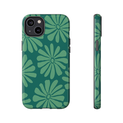 Stylish iPhone Case, Floral Phone Cover, Tough Phone Cases, Green Daisy Design, Unique Gift for Her, Spring Accessories