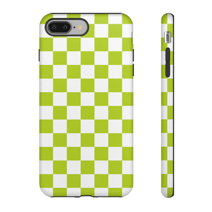 Lively Checker Pattern Phone Case | Tough Cases, Green Checkered Design, Unique Cell Phone Cover, Trendy Accessory, Gift Idea