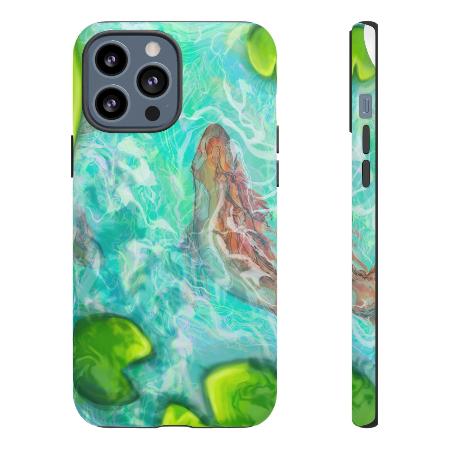 Watercolor Phone Case, Nature Lover Gift, Tough Phone Cover, Phone Accessory, Unique Design for Spring/Summer, Lily Pad, Fish Pond